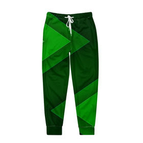 Мужские брюки 3D с принтом Зелёные стрелы , 100% полиэстер | манжеты по низу, эластичный пояс регулируется шнурком, по бокам два кармана без застежек, внутренняя часть кармана из мелкой сетки | Тематика изображения на принте: геометрия | зеленый | полосы