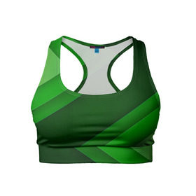 Женский спортивный топ 3D с принтом Зелёные стрелы , 82% полиэстер, 18% спандекс Ткань безопасна для здоровья, позволяет коже дышать, не мнется и не растягивается |  | Тематика изображения на принте: геометрия | зеленый | полосы