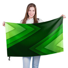 Флаг 3D с принтом Зелёные стрелы , 100% полиэстер | плотность ткани — 95 г/м2, размер — 67 х 109 см. Принт наносится с одной стороны | Тематика изображения на принте: геометрия | зеленый | полосы