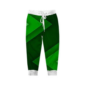 Детские брюки 3D с принтом Зелёные стрелы , 100% полиэстер | манжеты по низу, эластичный пояс регулируется шнурком, по бокам два кармана без застежек, внутренняя часть кармана из мелкой сетки | Тематика изображения на принте: геометрия | зеленый | полосы