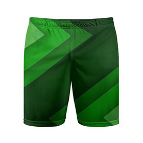 Мужские шорты 3D спортивные с принтом Зелёные стрелы ,  |  | Тематика изображения на принте: геометрия | зеленый | полосы