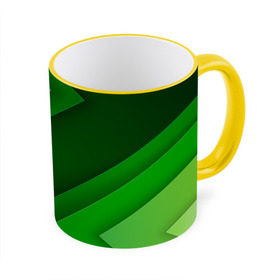 Кружка 3D с принтом Зелёные стрелы , керамика | ёмкость 330 мл | Тематика изображения на принте: геометрия | зеленый | полосы