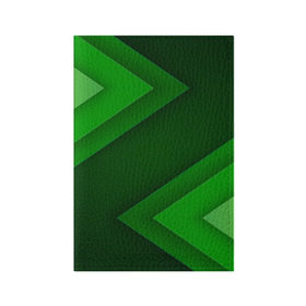 Обложка для паспорта матовая кожа с принтом Зелёные стрелы , натуральная матовая кожа | размер 19,3 х 13,7 см; прозрачные пластиковые крепления | Тематика изображения на принте: геометрия | зеленый | полосы