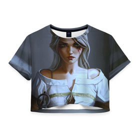 Женская футболка 3D укороченная с принтом Цири , 100% полиэстер | круглая горловина, длина футболки до линии талии, рукава с отворотами | Тематика изображения на принте: gerald | wild hunt | witcher | ведьмак | геральд | дикая охота | цири