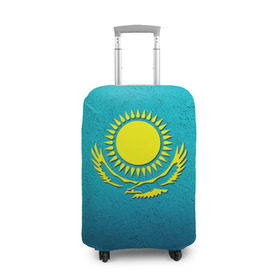Чехол для чемодана 3D с принтом Флаг Казахстана , 86% полиэфир, 14% спандекс | двустороннее нанесение принта, прорези для ручек и колес | казах | казахский | казахстан | национальный | нация | республика | рк | флаг | флаги