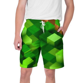 Мужские шорты 3D с принтом Minecraft ,  полиэстер 100% | прямой крой, два кармана без застежек по бокам. Мягкая трикотажная резинка на поясе, внутри которой широкие завязки. Длина чуть выше колен | Тематика изображения на принте: green | зеленый
