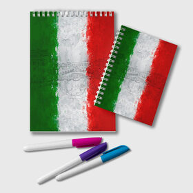 Блокнот с принтом Италия , 100% бумага | 48 листов, плотность листов — 60 г/м2, плотность картонной обложки — 250 г/м2. Листы скреплены удобной пружинной спиралью. Цвет линий — светло-серый
 | country | italy | государство | италия | страна | флаг | флаги