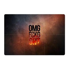 Магнитный плакат 3Х2 с принтом OMG FCKG SHT , Полимерный материал с магнитным слоем | 6 деталей размером 9*9 см | Тематика изображения на принте: fire | omg | буквы | мат | огонь
