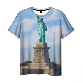 Мужская футболка 3D с принтом Статуя свободы , 100% полиэфир | прямой крой, круглый вырез горловины, длина до линии бедер | америка | сша