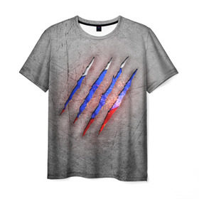 Мужская футболка 3D с принтом Русский изнутри , 100% полиэфир | прямой крой, круглый вырез горловины, длина до линии бедер | patriot | russia | искры | металл | патриот | россия | русский | сталь | триколор | флаг | царапина