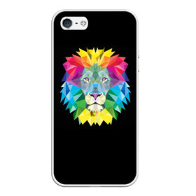 Чехол для Apple iPhone 5/5S силиконовый с принтом Lion color , Силикон | Область печати: задняя сторона чехла, без боковых панелей | lion | голова животного | кот | кошка | лев | цвет