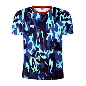 Мужская футболка 3D спортивная с принтом Военные , 100% полиэстер с улучшенными характеристиками | приталенный силуэт, круглая горловина, широкие плечи, сужается к линии бедра | camo | камо | камуфляж | синий