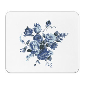 Коврик прямоугольный с принтом Синие цветы , натуральный каучук | размер 230 х 185 мм; запечатка лицевой стороны | розы | синие розы | узор | цветы