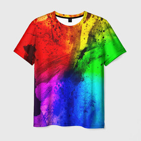 Мужская футболка 3D с принтом Grunge paint , 100% полиэфир | прямой крой, круглый вырез горловины, длина до линии бедер | абстракция | абстракция красок | арт | брызги | краска | цветные