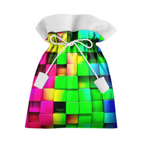Подарочный 3D мешок с принтом Кубики , 100% полиэстер | Размер: 29*39 см | радуга | разноцветный. квадраты | текстура