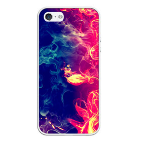 Чехол для iPhone 5/5S матовый с принтом Цветок в огне 2 , Силикон | Область печати: задняя сторона чехла, без боковых панелей | дым | красный | пламя | черный