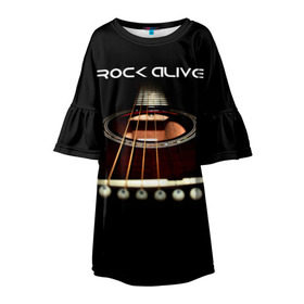 Детское платье 3D с принтом ROCK ALIVE , 100% полиэстер | прямой силуэт, чуть расширенный к низу. Круглая горловина, на рукавах — воланы | rock | рок | рок жив | рок музыка | русский рок