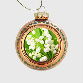 Стеклянный ёлочный шар с принтом Ландыши , Стекло | Диаметр: 80 мм | Тематика изображения на принте: весна | ландыш | цветок