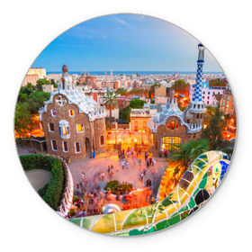 Коврик круглый с принтом Barcelona , резина и полиэстер | круглая форма, изображение наносится на всю лицевую часть | europe | spain | барселона | европа | ес | испания | туризм