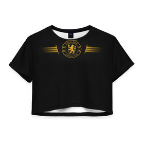 Женская футболка 3D укороченная с принтом CHELSEA , 100% полиэстер | круглая горловина, длина футболки до линии талии, рукава с отворотами | chelsea | англия | премьер лига | футбол | челси