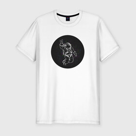 Мужская футболка премиум с принтом Космонавт 9.9 , 92% хлопок, 8% лайкра | приталенный силуэт, круглый вырез ворота, длина до линии бедра, короткий рукав | astro | moon | space | star | stars | астронавт | звезды | земля | космонавт | космос | луна | скафандр