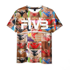 Мужская футболка 3D с принтом Волейбол 1 , 100% полиэфир | прямой крой, круглый вырез горловины, длина до линии бедер | Тематика изображения на принте: fiv3 | volleyball | волейбол