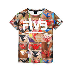 Женская футболка 3D с принтом Волейбол 1 , 100% полиэфир ( синтетическое хлопкоподобное полотно) | прямой крой, круглый вырез горловины, длина до линии бедер | Тематика изображения на принте: fiv3 | volleyball | волейбол