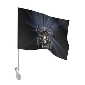 Флаг для автомобиля с принтом Скелет на мотоцикле , 100% полиэстер | Размер: 30*21 см | ride or die | байкер