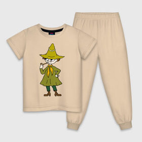 Детская пижама хлопок с принтом Снусмумрик , 100% хлопок |  брюки и футболка прямого кроя, без карманов, на брюках мягкая резинка на поясе и по низу штанин
 | муми тролль