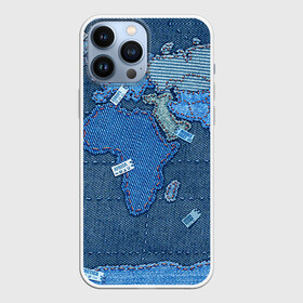 Чехол для iPhone 13 Pro Max с принтом Джинсовый 4 ,  |  | джинсовый | джинсы | карта | мир
