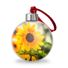 Ёлочный шар с принтом Подсолнухи , Пластик | Диаметр: 77 мм | Тематика изображения на принте: лето | подсолнух | солнце | цветы