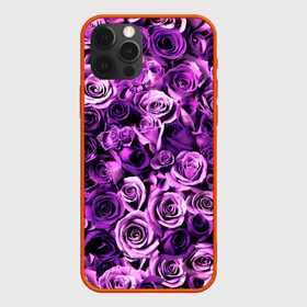 Чехол для iPhone 12 Pro с принтом Цветочки , силикон | область печати: задняя сторона чехла, без боковых панелей | Тематика изображения на принте: роза | сиреневый | фиолетовый | цветы