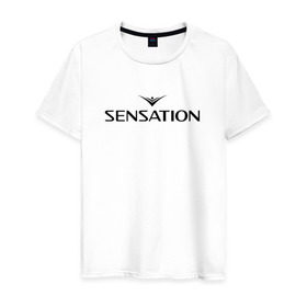 Мужская футболка хлопок с принтом Sensation , 100% хлопок | прямой крой, круглый вырез горловины, длина до линии бедер, слегка спущенное плечо. | sensation