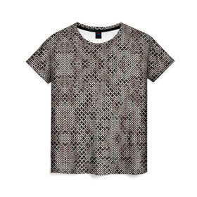Женская футболка 3D с принтом Кольчуга , 100% полиэфир ( синтетическое хлопкоподобное полотно) | прямой крой, круглый вырез горловины, длина до линии бедер | броня | железо | металл | текстура