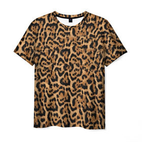 Мужская футболка 3D с принтом Jaguar , 100% полиэфир | прямой крой, круглый вырез горловины, длина до линии бедер | оцелот | пума | текстура | ягуар