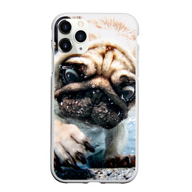 Чехол для iPhone 11 Pro матовый с принтом Мопс , Силикон |  | Тематика изображения на принте: animal | breed | bubbles | diving | dog | eyes bulging | pug | water | вода | выпученные | глаза | животное | мопс | ныряет | порода | пузыри | собака