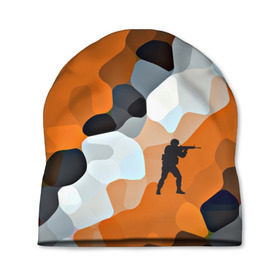 Шапка 3D с принтом CS GO Asiimov camouflage , 100% полиэстер | универсальный размер, печать по всей поверхности изделия | counter strike | камуфляж