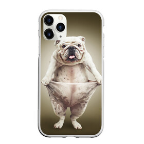 Чехол для iPhone 11 Pro матовый с принтом Бульдог английский , Силикон |  | Тематика изображения на принте: animals | breed | dog | english bulldog | funny | joke | pants | surrealism | бульдог английский | животное | порода | прикол | собака | сюрреализм | шутка