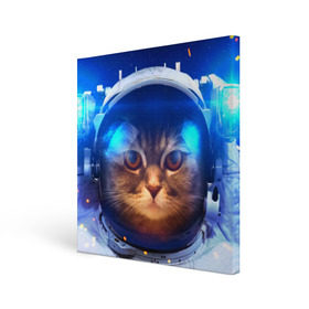 Холст квадратный с принтом Кот космонавт , 100% ПВХ |  | Тематика изображения на принте: кот | кошка | скафандр