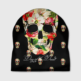 Шапка 3D с принтом Мексиканский череп , 100% полиэстер | универсальный размер, печать по всей поверхности изделия | день мертвых | мексика | паттерн | темный | традция | узоры | цветочный | цветы