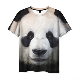Мужская футболка 3D с принтом Милая панда , 100% полиэфир | прямой крой, круглый вырез горловины, длина до линии бедер | animal | hunny | panda | животные | классная | милая | милота | панда | фото | хорошая