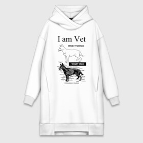 Платье-худи хлопок с принтом I Am Vet ,  |  | Тематика изображения на принте: ветеринар | ветеринарный врач | кошки | скелет | собаки