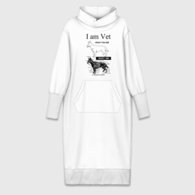 Платье удлиненное хлопок с принтом I Am Vet ,  |  | Тематика изображения на принте: ветеринар | ветеринарный врач | кошки | скелет | собаки