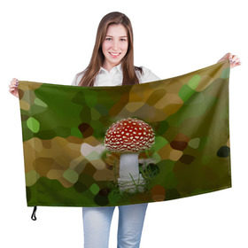 Флаг 3D с принтом Мухоморчик , 100% полиэстер | плотность ткани — 95 г/м2, размер — 67 х 109 см. Принт наносится с одной стороны | гриб | камуфляж | лес | мухомор | поганка | яд | ядовитый
