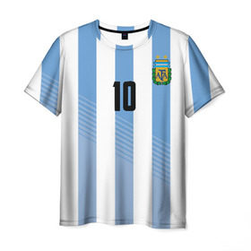 Мужская футболка 3D с принтом Месси (сборная Аргентины) , 100% полиэфир | прямой крой, круглый вырез горловины, длина до линии бедер | Тематика изображения на принте: barcelona | lionel | messi | аргентина | барселона | кубок | лионель | мира | сборная | футбол