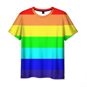 Мужская футболка 3D с принтом Радуга , 100% полиэфир | прямой крой, круглый вырез горловины, длина до линии бедер | жёлтый | зелёный | красный | оранжевый | полосы | радуга | синий | фиолетовый