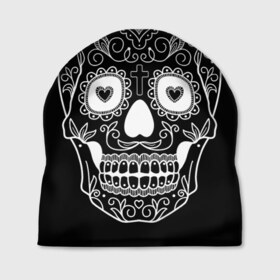 Шапка 3D с принтом Мексиканский череп , 100% полиэстер | универсальный размер, печать по всей поверхности изделия | 