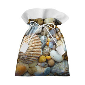 Подарочный 3D мешок с принтом Морские ракушки и камни , 100% полиэстер | Размер: 29*39 см | Тематика изображения на принте: камни | море | морские камни | ракушки