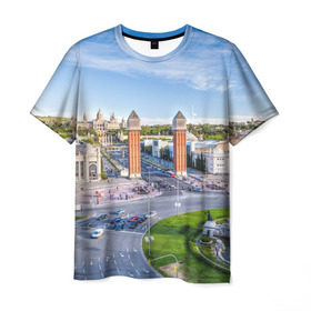 Мужская футболка 3D с принтом Барселона , 100% полиэфир | прямой крой, круглый вырез горловины, длина до линии бедер | barcelona | europe | spain | барселона | европа | ес | испания | каталония | отпуск | туризм
