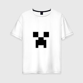 Женская футболка хлопок Oversize с принтом Крипер , 100% хлопок | свободный крой, круглый ворот, спущенный рукав, длина до линии бедер
 | Тематика изображения на принте: creeper | minecraft | крипер | майнкрафт